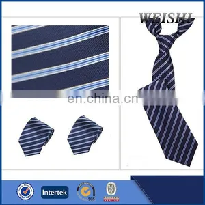 Hot Sale Skinny Dark Blue Stripe Women's Necktie thumbnail-1