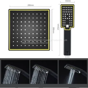 Black Color Big Rainfall Shower Set Woman Shower Sprayer Bathroom Head Shower thumbnail-3