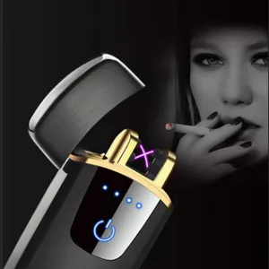 Usb Fingerprint Electric Lighter Dual Side Ignition Heating Coil Gray thumbnail-3