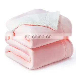 Warm Lightweight Bedding Family Double Sided Sherpa Blanket For Sale thumbnail-7