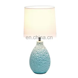 China Wholesale Custom Ceramic Base Uneven Surface Nordic Office Home Matte Blue Bedside Lamps for Hotel thumbnail-3