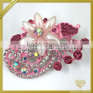 Sweet Pink Jewelry Floral Crystal Rhinestone Decorative Brooch Pin FB-044 thumbnail-2