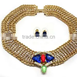 Newest Fashion 2015 High Quality Set Jewelry Wholesale Dubai Gold Jewelry Set Imitation Diamond Jewelry Set thumbnail-2