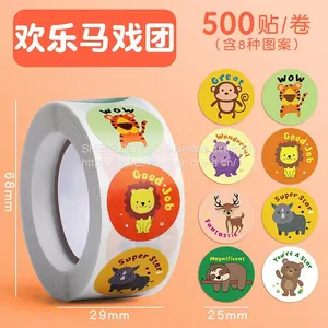 500pcs/roll Stickers School Encouraging Stickers Children Inspirational Kindergarten Primary School Little Cute Animal Labels thumbnail-2