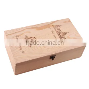 High Quality Custom Wholesale Natural Pine Wood Wine Box for Double Bottles thumbnail-1