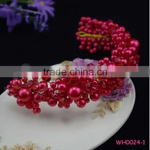 Luxury Red Beads Bridal Wedding Hair Accessory Fashion Hair Band thumbnail-1