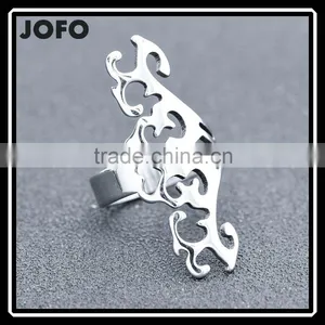 Ladies Stainless Steel Silver Cut-out Big Geometric Pattern Statement Ring thumbnail-1