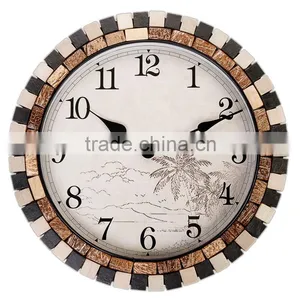 18 Inch Hot Sale Natural Coconut Shell Mosaic Specialty World Clock thumbnail-2