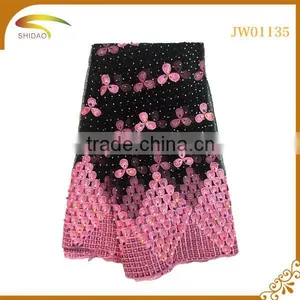 Wholesale Multi Colors Latest African Italian Decorative Embroidery 3D Patterned Silk Fabric Market in Swiss thumbnail-3