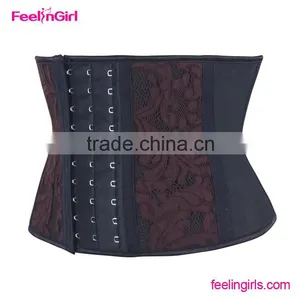 Steel Boned Lace Latex Tummy Slim Waist Shaper Corset thumbnail-2