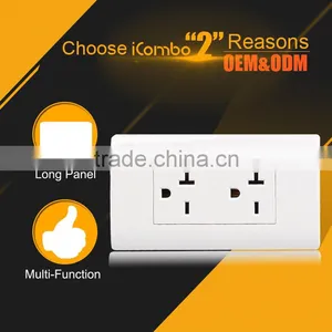 Icombo PB2520 2Gang 20A US European Plug Socket Power Outlet thumbnail-1