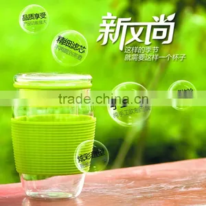 Wholesale Borosilicate Glass Environmental Protection Hand-made Galss Teacup 6 Color Insulating Rubber Glass Teaware Teaset thumbnail-2