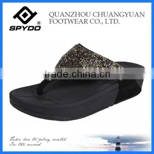 Fashionable Women Flip Flops With Mixed Gold Color Crystal thumbnail-1
