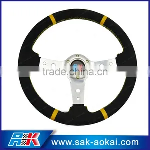 High Quality Deep Dish Wheel Suede Black Car Game Steering Wheel thumbnail-1