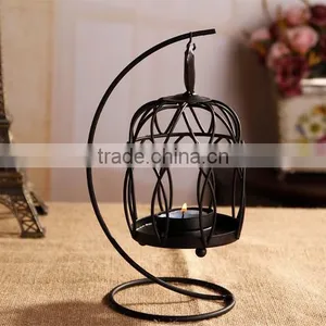 Zakka Birdcage Iron Candle Holder Candlestick Classical White Circular Hollow Candlestick Home Crafts thumbnail-3