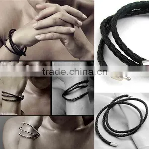NEW Fashion Handmade Leather Wrap Wristband Cuff Punk Magnetic Buckle Bracelet thumbnail-2