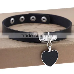 Wink Gal Trendy Chokers Necklaces Rock Style Leather Steam Punk Punk Heart Necklace Pendants thumbnail-1