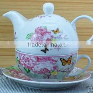 2015 Newly Item One Person New Bone China Coffee Pot and Cup thumbnail-3