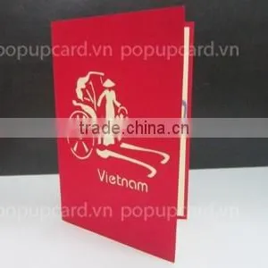 Viet Nam Girl and Pedicab Greeting Pop up Card thumbnail-3