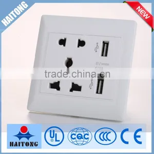 High Quality White 5V 2100mA Wall Switch With Double USB thumbnail-1