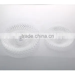 Wholesale Clear Set 4 Diamond Carving Round Glass Plate thumbnail-1