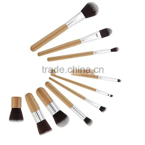 Natural Wood Handle Makeup Brushes Set 11 Pcs thumbnail-4