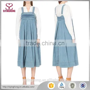 Square Neck Sleeveless Box Pleat Detailing Silver-toned Hardware Contrast Stitching Flared Hemline Women Denim Dress thumbnail-1