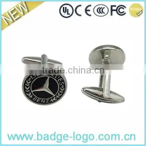 Black Enamel Round Metal Cuff Link thumbnail-1