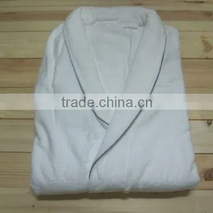 Embroiery 100% Cotton Velour White Bathrobe thumbnail-2