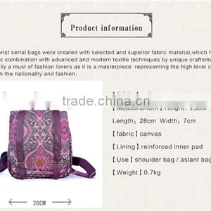 Reliable Quality Chinese Folk Style Ladies Canvas Laptop Backpack thumbnail-5