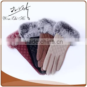 PU Leather Hand Gloves/Mitten With Far thumbnail-5