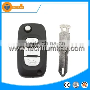 206 Uncut Blade Car Key Shell Cover With Logo 3 Button Folding Flip Remote Key Shell Cover Fob for Renault Logan Clio thumbnail-1