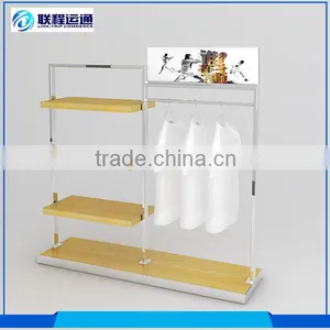 Showroom Store Wall Metal Display Racks Wood Display Shelf Clothes thumbnail-1