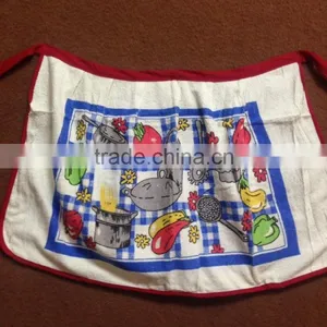 Red Border Terry Cotton Towel Pigment Printing Kitchen Apron thumbnail-4