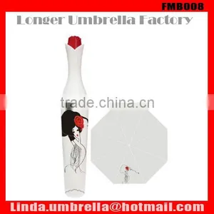 [FMB008] Rose Shape 3 Folding Bottle Umbrella thumbnail-1