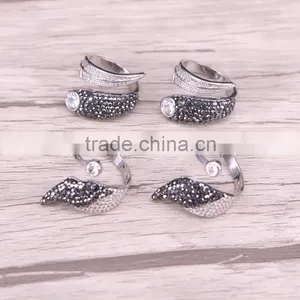 New Style Dark Silver Plated Ring for Women With Crystal Zircon Paved Gemstone Jewelry thumbnail-1