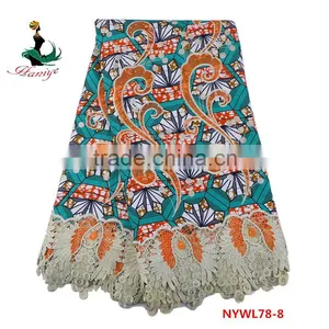 Newest Design Ankara Wax Mix Lace Fabric African Dutch Wax With Polyester Lace thumbnail-5