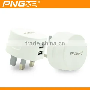 PNGXE Wholesale 5v 2a Flat Micro Smart Phone 2 Usb Wall Charger for Iphone 6 thumbnail-3