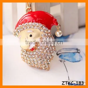 2014 Latest Rhinestone Drip Santa Claus Head Keychain , Bag Pendant ZTKC-183 thumbnail-1