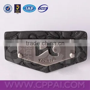 Custom Embossed Leather Label Denim Leather Patch With Metal Logo thumbnail-1