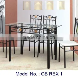 Glass Metal Dining, Metal Dining Set, Dining Room Furniture thumbnail-1