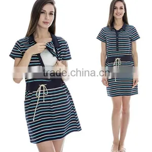 High Quality Maternity Clothes Manufacturers Nursing Skirt Striped Cotton thumbnail-1
