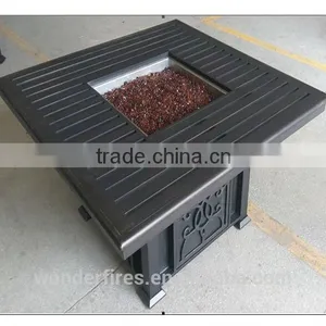 48" x 48" Square Chat Fire Pit Table - Outdoor FirePlace Fire Pit Heater Back Yard Propane Gas Patio Table Furniture thumbnail-3