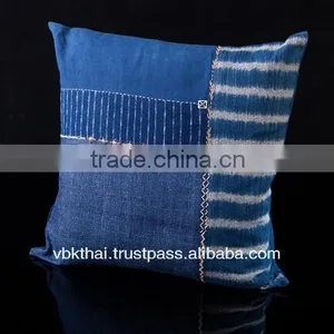 INDIGO DYED COTTON CUSHION thumbnail-1
