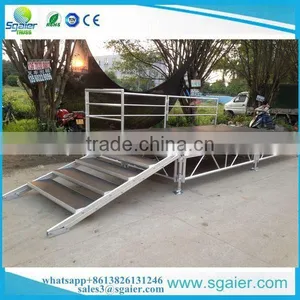 Low Cost Black Platform 4ft by 8ft Aluminum Portable Stage With Guardrail thumbnail-2
