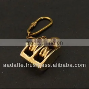 Nautical Brass Pulley Key Chain Nautical Keychain thumbnail-1