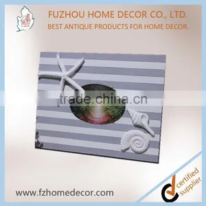 2017 Fashion Antique Wood Stripe Photo Frame With Resin Decoration for Home or Gift thumbnail-6