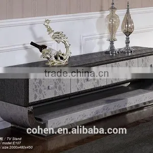 Luxury High Quality Stainless Steel Frame TV Stand/cabinet Design E107 thumbnail-1