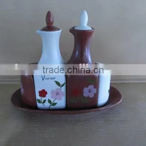 Good Quality Kitchenware 4pcs Ceramic Salt Pepper l Oil Vinegar Set thumbnail-1