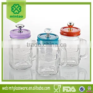 14oz Delicate Mason Jars 3colors Lid With Diamond thumbnail-1